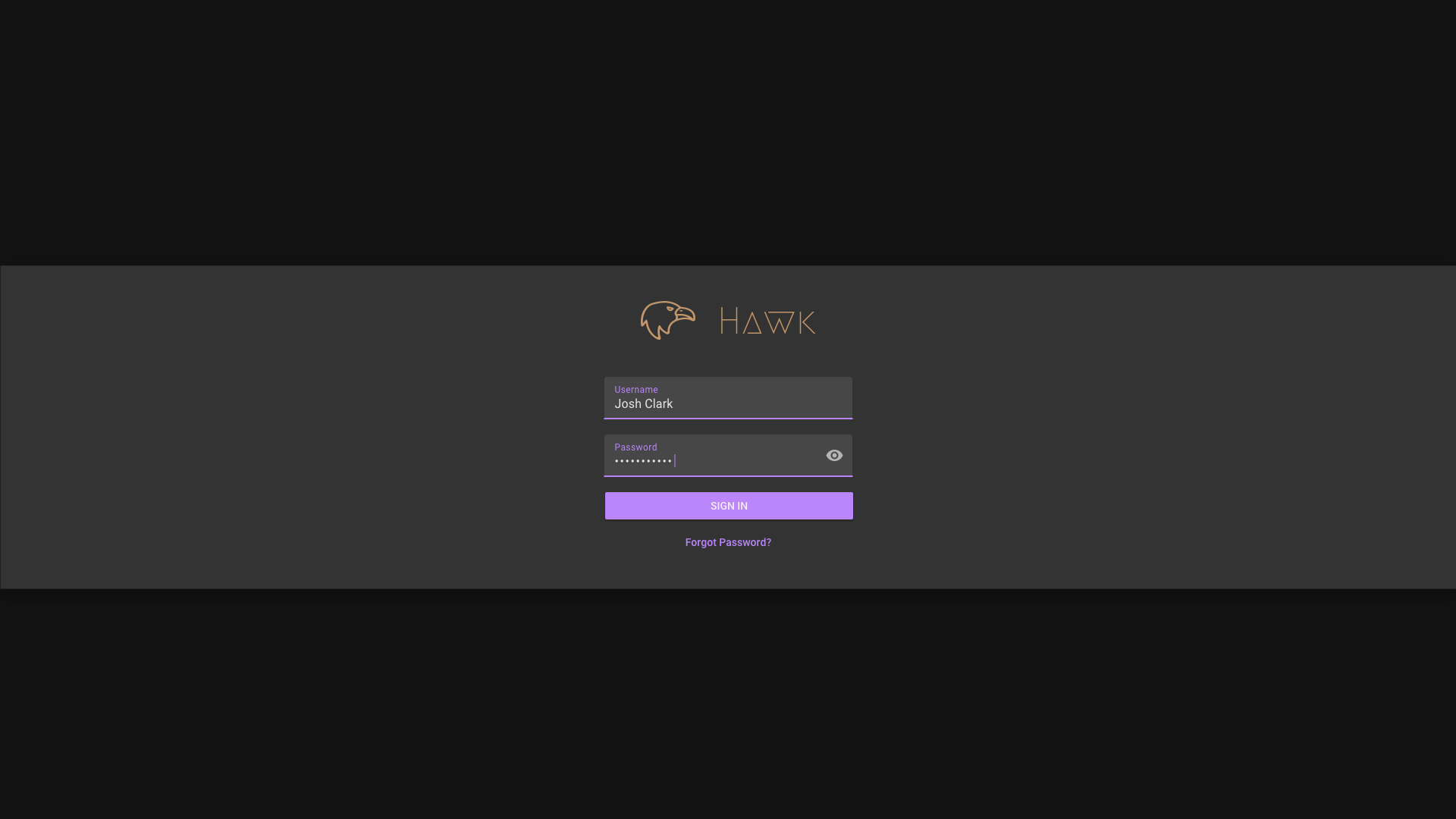 Hawk Signin page